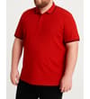 Thumbnail Pepper red polo shirt worn, angled front view.